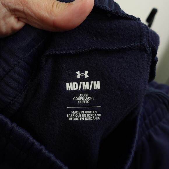 Under Armour Mens Armour Fleece Pants Elastic Waistband Hand Pockets Navy Size M - Picture 4 of 5